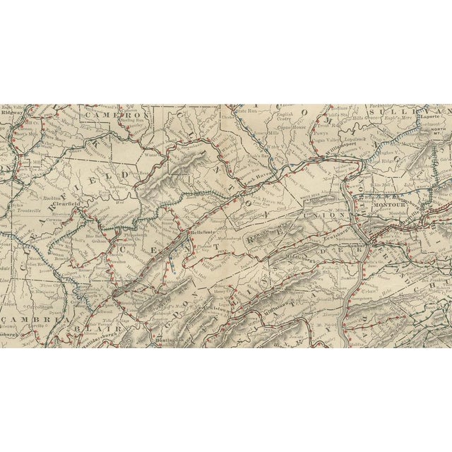 Title: Antique Pennsylvania Map Wall Art – Railroads, Mountains & Cities, Rand McNally : This original antique atlas map...