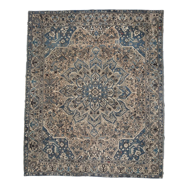 1970s Vintage Persian Handmade Wool Cotton Light Brown Area Rug For Sale