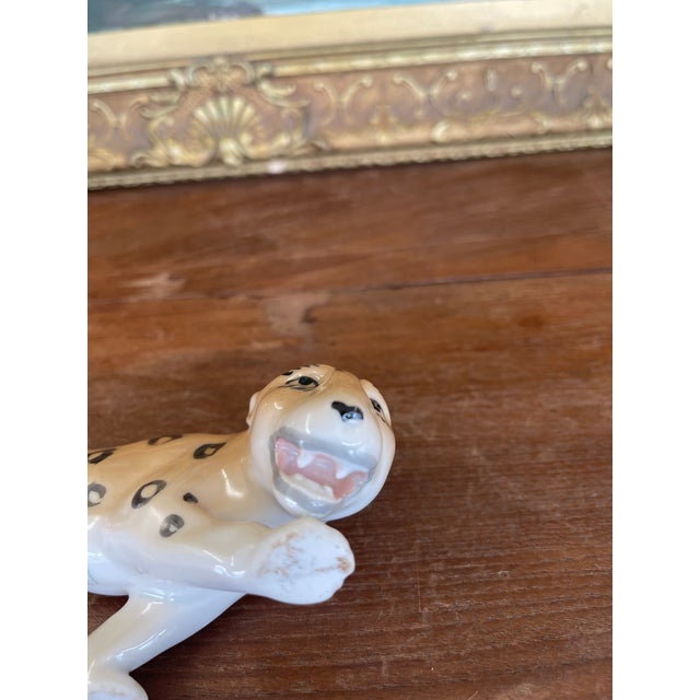 Vintage Erphila Germany Porcelain Leopard Figurine With Hand-Painted Details. For Sale - Image 10 of 10