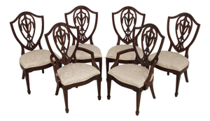 Set of 6 Maitland Smith Shield Back Mahogany Dining Chairs