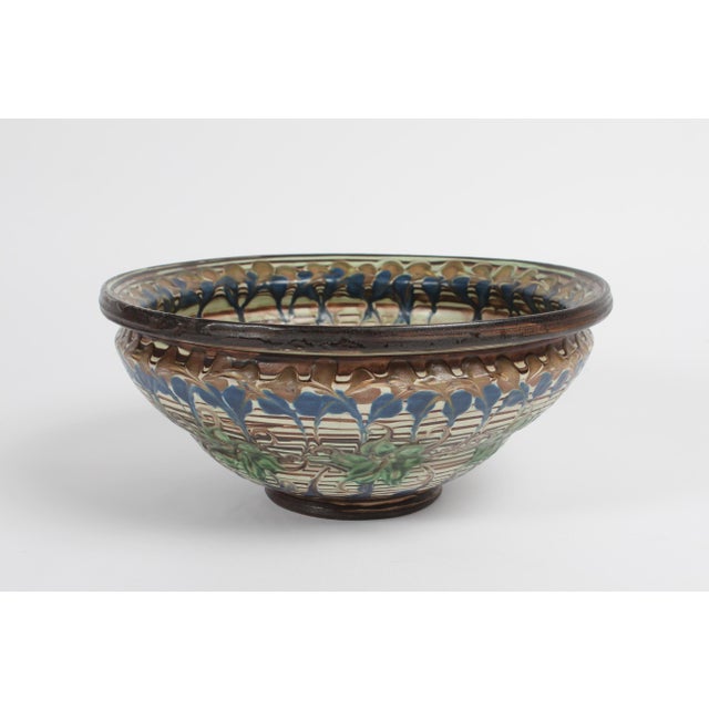 Large Danish Bowl with Floral Motif by Jens Thirslund, 1930s For Sale - Image 3 of 9