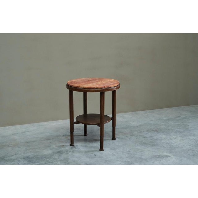 Art Deco Side Table in Oak and Red Travertine, 1930s For Sale - Image 6 of 14