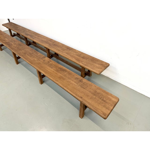 Brown Benches in Oak, 1950s, Set of 2 For Sale - Image 8 of 15