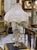 French French Crystal Beige Table Lamp – Ornate Gold Leaf Base For Sale - Image 3 of 6