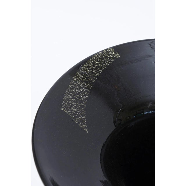 Amethyst Vintage Murano Black Amethyst and Gold Foil Trumpet Glass Vase by Seguso, 1980's For Sale - Image 8 of 10