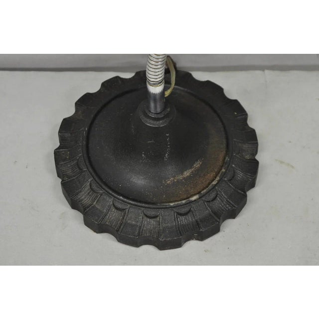 Mid 20th Century Vintage Industrial Modern Steampunk Cast Iron Gear Gooseneck Task Table Lamp For Sale - Image 5 of 12