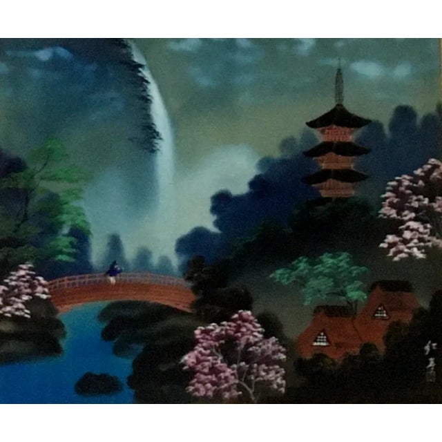 1940s Japanese Folk Art Gouache and Acrylic Paintings, Framed - Set of 3 For Sale - Image 10 of 12