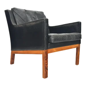 Kai Lyngfeldt Larsen Lowback Lounge Chair In Rosewood + Black Leather #2