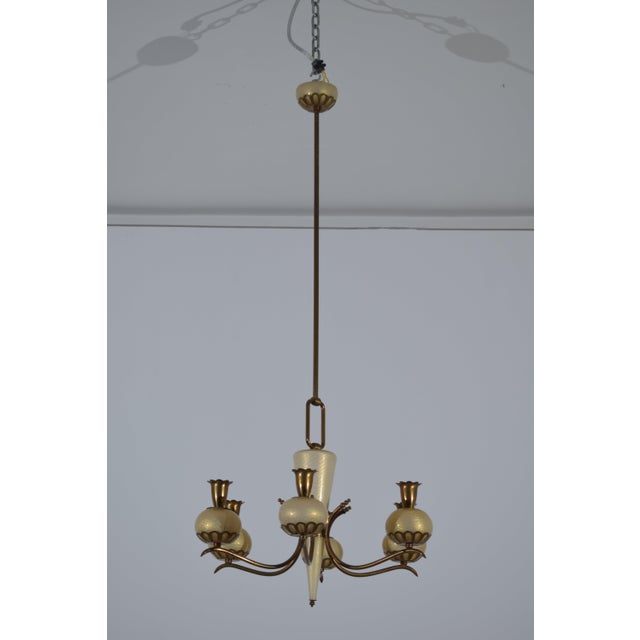 1950s Murano Glass and Brass Chandelier from Barovier & Toso, 1950s For Sale - Image 5 of 15