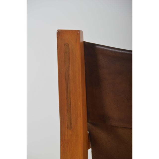 French Armchairs in Olive Wood and Saddle Leather, 1970s, Set of 2 For Sale - Image 9 of 16