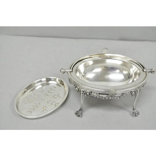 Antique English Edwardian Silver Plated Revolving Oval Serving Butter Dish For Sale - Image 9 of 15