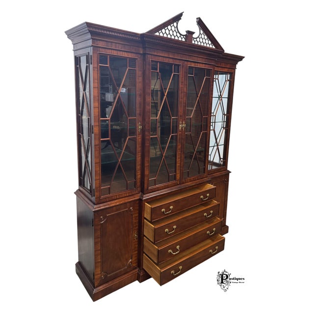 Brown Vintage Century Chippendale Style Mahogany China / Display Cabinet For Sale - Image 8 of 10