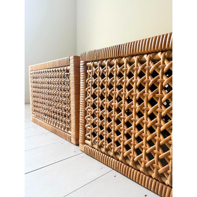 Mid-Century Rattan Cube Coffee Table with Glass Top from Habitat, Britain, 1960s For Sale - Image 9 of 15