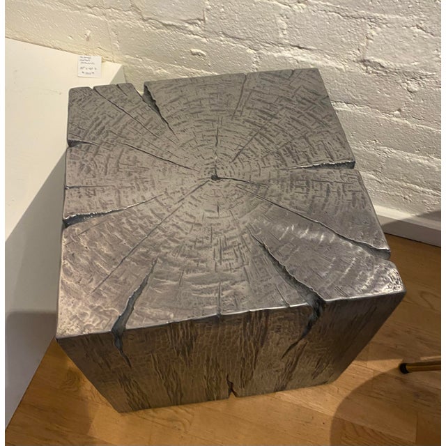 2020s Metal Coated Tree Stump Table For Sale - Image 5 of 5