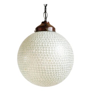 Indian Boho Vintage White Mosaic Globe Pendant Light Small For Sale