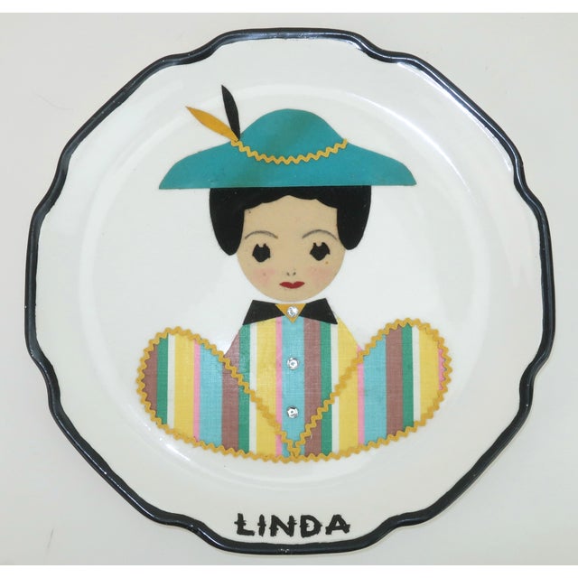 Textile 1950's Gibson Girls & Guy Decorative Plates, Set of 4 For Sale - Image 7 of 9