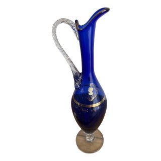 Vintage Murano Glass Blue Decanter For Sale