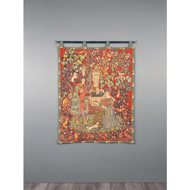 20th Century Medieval Wall Tapestry Courtly Scene For Sale - Image 12 of 12