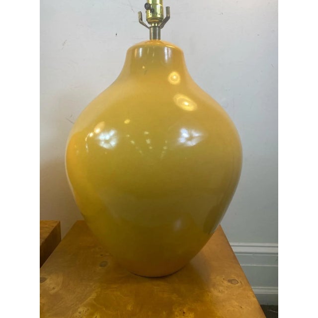 1970s 1970s Organic Modern Yellow Ceramic Lamps - a Pair For Sale - Image 5 of 7