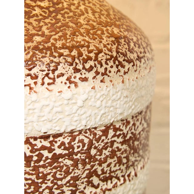 Vintage Textured Ceramic Table Lamp With Brown and White Stripes For Sale - Image 10 of 10