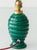 Art Deco French Emerald Green Ceramic Table Lamp with Ruby Silk Shade, 1930s For Sale - Image 11 of 14