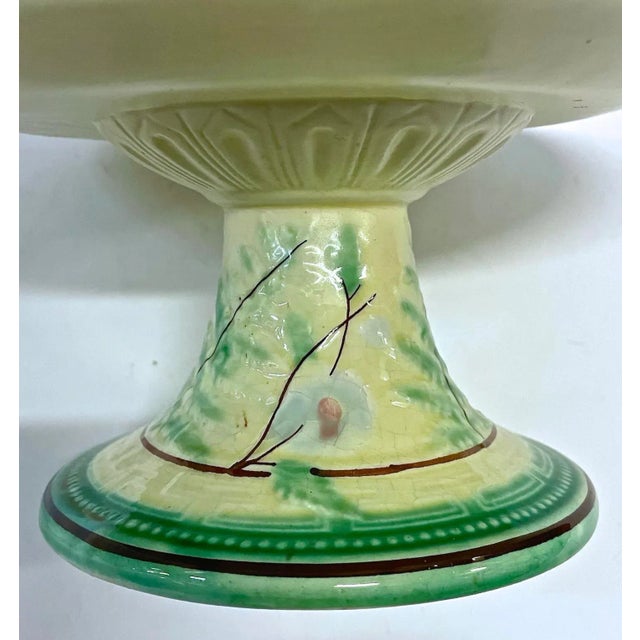 19th Century Antique Majolica Leaf & Floral Compote For Sale - Image 5 of 5