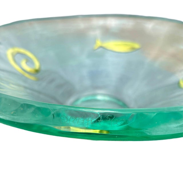 Post-Modern Kiln-Formed Art Glass Bowl Gold W 24k Inlaid by Jeffrey Andrews 1994 For Sale In Los Angeles - Image 6 of 7