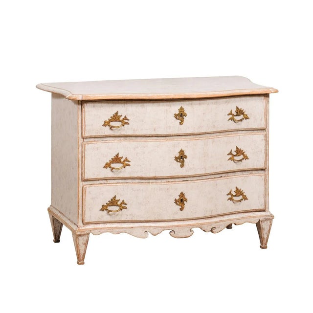 Mid 18th Century 1760s Rococo Period Painted Swedish Chest of Drawers with Serpentine Front For Sale - Image 5 of 12
