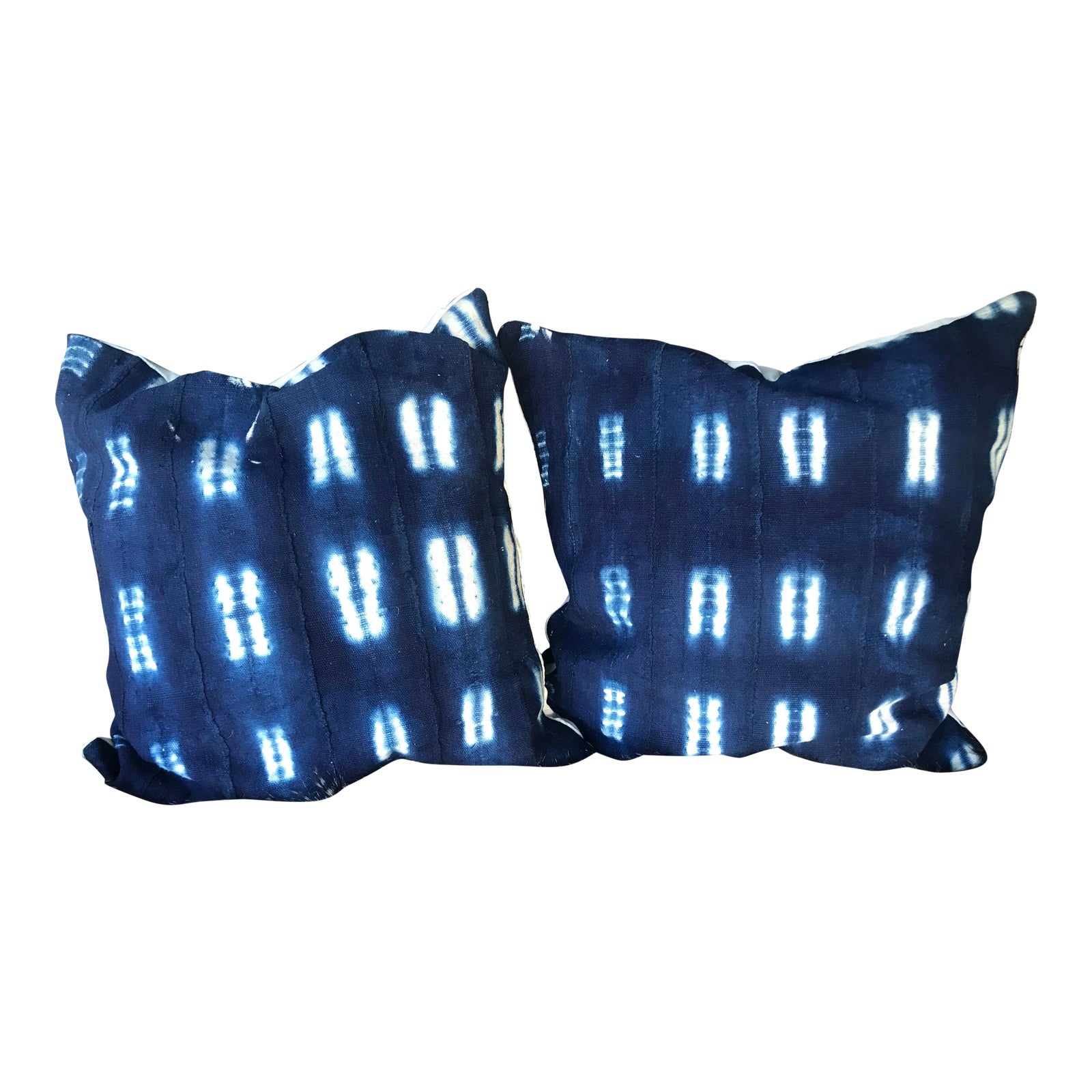 Indigo African Mud Cloth Pillow Shams A Pair Chairish