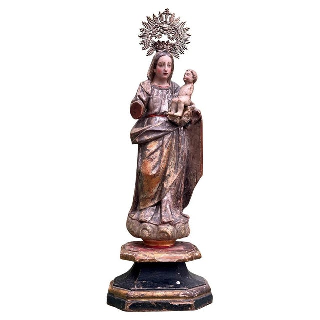 Virgin of La Antigua with Child in Polychrome Wood For Sale - Image 14 of 14