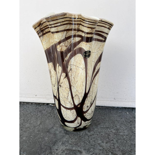 Late 20th Century Vintage Krosno Jozefina Poland Handkerchief Blown Glass Vase For Sale - Image 5 of 8