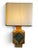 Ceramic Mustard Yellow Glazed Ceramic Lamp with Floral Diamond Pattern, Vallauris, France, 1960s For Sale - Image 7 of 13