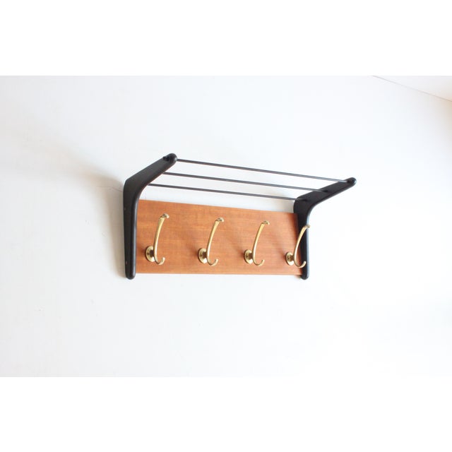 Brass and Teak Boomerang Coat Rack attributed to Alfred Hendrickx for Belform, Belgium, 1950s For Sale - Image 9 of 11