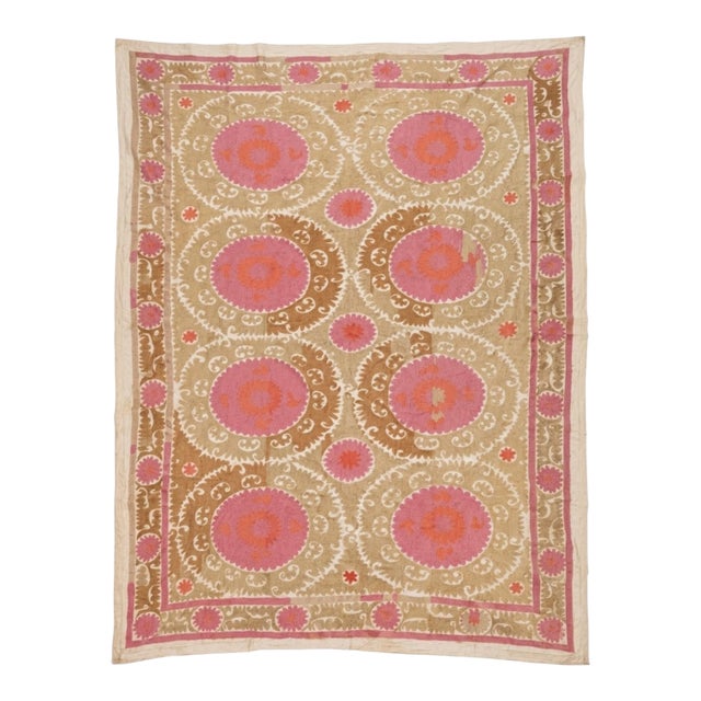 1960s Large Suzani Bedspread From Samarkand 7'10'' X 10'10'' For Sale