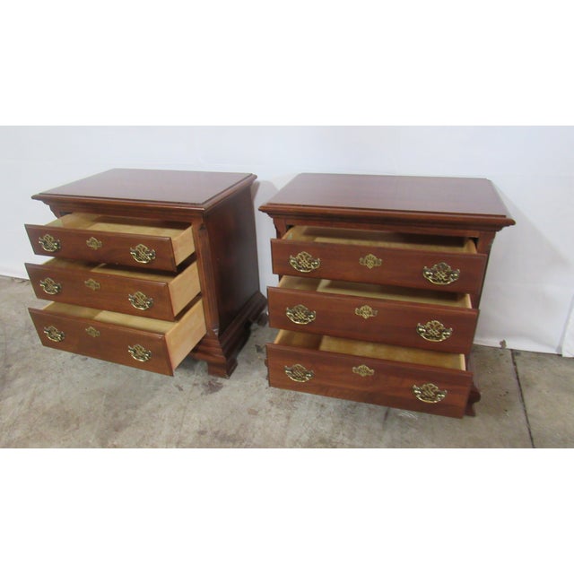 Wood Pair James Sterling Mahogany Nightstands Tables Designer For Sale - Image 7 of 10
