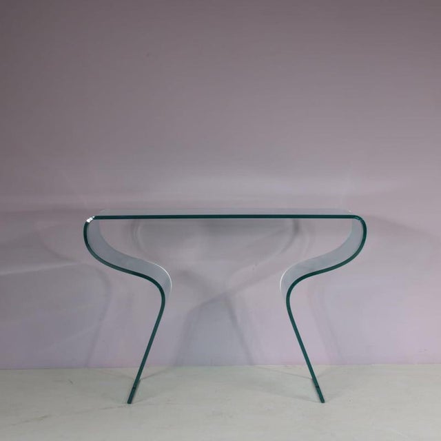 A beautiful “Charlotte” console table designed by Prospero Rasulo, manufactured by Fiam in Italy in the 2000s. This...