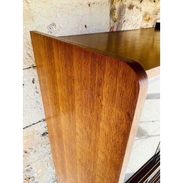 Mid-Century Oak Bookcase with Sliding Glass Doors, 1960s For Sale - Image 6 of 18