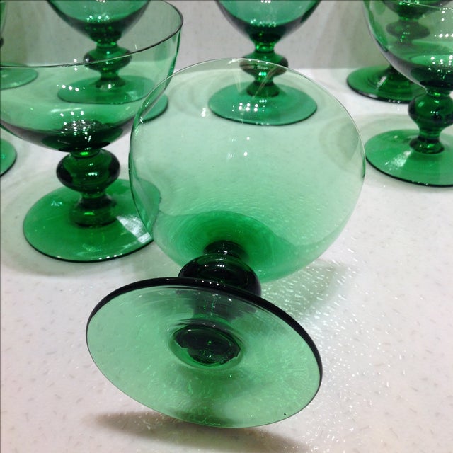 Vintage Emerald Green Crystal Stemware Set of 8 Chairish