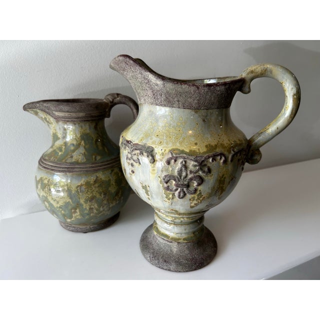 Ceramic Vintage Pitchers in the Style of Roger Guerìn- A Pair For Sale - Image 7 of 11