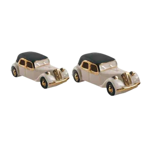 Art Deco Porcelain Model Fiat Cars, 1930s, Set of 2