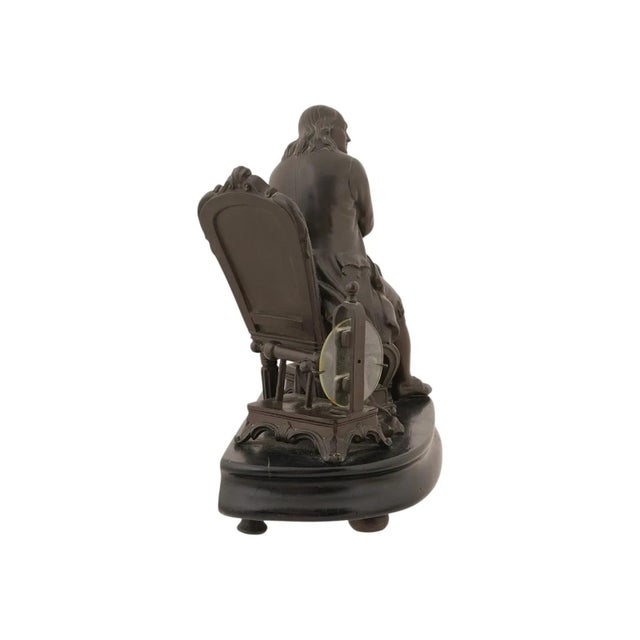 A vintage spelter metal sculpture representing Benjamin Franklin, 1706 to 1790, the Founding Father of the U.S. Franklin...