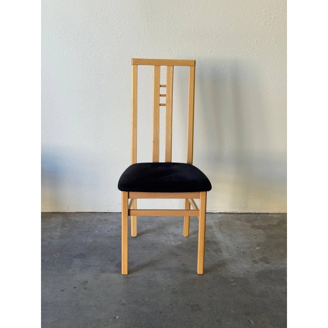 Mid 20th Century Italian Dining Chairs by Ims SRL - Maple Wood & Black Upholstery - Set of 6 For Sale - Image 9 of 10
