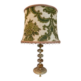 1970s Jade Lamp With Custom Shade For Sale