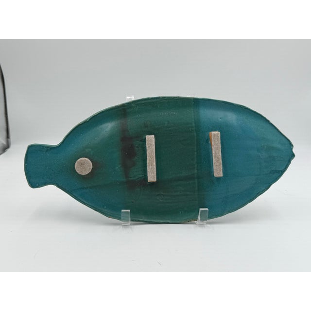 Ceramic Midcentury Modern Pottery Decorative Fish Lucite Stand For Sale - Image 7 of 9