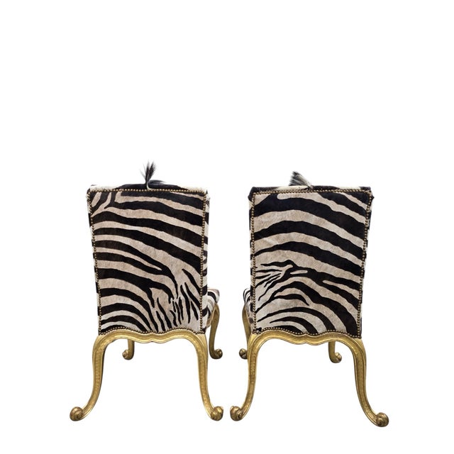Vintage French Rococo Style Giltwood Side Chairs Newly Reupholstered - Pair For Sale - Image 9 of 12