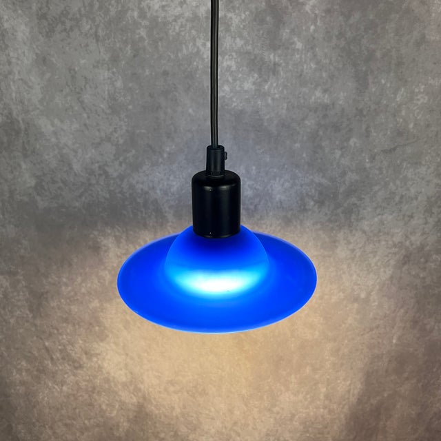 1980s Danish Blue Glass Pendant Lamp, 1980s, Set of 2 For Sale - Image 5 of 10