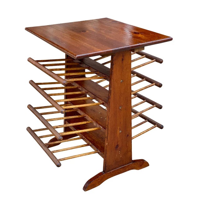 Vintage Farmhouse Pine Turned Spindle Magazine Record Rack Holder For Sale - Image 11 of 11