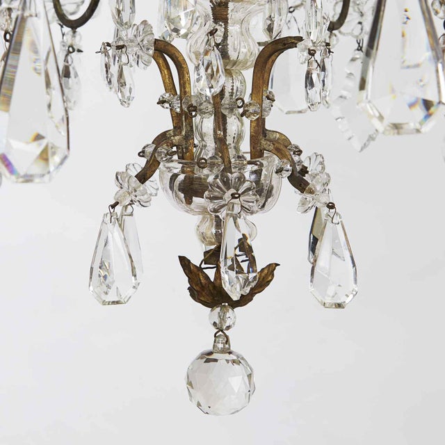 Antique Brass and Crystal Chandelier, 1800s For Sale - Image 5 of 6