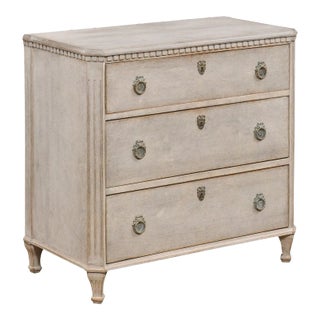 Swedish 19th Century Gustavian Style Painted and Carved Three-Drawer Chest For Sale