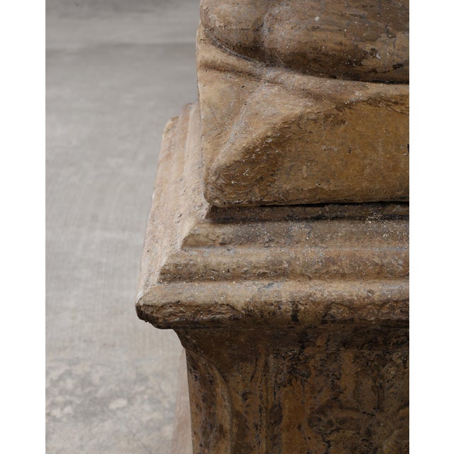 Neoclassical Cast Stone Garden Finial on Pedestal 44 Inch For Sale - Image 13 of 18